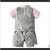 Sets Babykleidung Baby Umstandsmode Drop Lieferung 2021 Kinder Jungen Designer Kleinkind Kleinkind Gestreifte Weste Shorts Solides Hemd Krawatte Formeller Anzug C