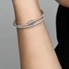 Gioielli di design Bracciale in argento 925 Bracciale con perline adatto a Pandora Doppio avvolgimento Chiusura a barilotto Catena a forma di serpente Bracciali scorrevoli Perline Ciondoli in stile europeo Perline di Murano