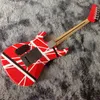 Serie roja de rayas Krama 5150 Guitarra eléctrica blanca roja con tipo abierto Pickups Zebra Maple Freboard