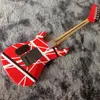 striped red series krama 5150 red-white electric guitar with open type zebra pickups maple fretboard