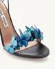2021 dames dames schapenvachtleer 9,5 cm hoge hakken sandalen zomer casual bruiloft gladiator sexy schoenen kruisgebonden vetersluiting kleurrijk gebrek met blauwe vlinder 34-42 LG