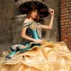 Arabisk stil från axelpärlor ruffles quinceanera klänningar vestidos de 15 aos ruffle tåg prom party klänningar för söt 16 flicka
