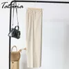 Women's Cotton Gray Pants Elastic Waisted Plus Size Pants Khaki Casual Loose Ankle-length Trousers Female Elegant Streetwear 5XL 210721