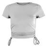Yaz Çiçek Baskı Çıplak Midriff Tops T Shirt Kısa Kollu Dantel Ayarlanabilir Alt Kırpma Üst Tees Kadın Giyim Siyah Beyaz Will ve Sandy