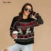 Donna Pullover lavorato a maglia nero Top Renna Brutti maglioni natalizi 2020 Jersey manica lunga Abiti da lavoro scolastici Maglione natalizio Y1118