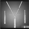 Gioielli Gioielli Orecchini Asta cilindrica creativa alla moda con orecchini di diamanti e set di collane con ciondolo Consegna di goccia 2021 Gemuz