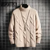 URSPORTTECH Pull À Col Roulé Hommes Laine Tricot Pull Pull Mâle Surdimensionné Col Roulé Twisted Motif Hommes Sweter Pull Jumper 211014