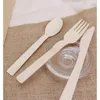 Disposable Dinnerware Bamboo Cutlery Set Include Knife, Fork and Spoon, Biodegradable Tableware