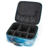-Travel Cosmetic Case With Adjustable Partition Storage Bag Portable Box Brush Holder,Blue Bags & Cases