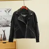 Streetwear veste en cuir courte Femme Slim Turn Down Collar Zipper Punk Coats Madies Black Biker Moto Outwear Fall 210525