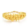 Heart Leaf Pattern Cuff Bangle 18k Yellow Gold Filled Dubai Wedding Women Bracelet Luxury Gift