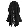 Casual Fashion Style Zipper Revers Couture Lâche Noir Coupe-Vent Longue Section Veste Femmes D'été 16W1420 210510