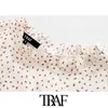 TRAF Women Elegant Fashion Polka Dot With Belt Midi Dress Vintage Ruffle Collar Long Sleeve Female Dresses Vestidos 210415