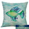 Cushion/Decorative Pillow 45x45cm Mediterranean Wind Seaside Linen Case Cotton Throw Cushion Decorative Cover Home Sofa Decoration Painted1 Factory price expert