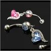 Bell Drop Livraison 2021 D0144-Retail (4 couleurs) Style coeur Nombril Anneau Nombril Anneaux Corps Piercing Bijoux Dangle Accessoires Mode