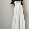 女性のためのギャラル白い全身のズボンのための高さの腰の緩いプラスサイズのプリーツフリルワイドレッグパンツ女性服210925