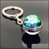 Keychains Fashion Aessories Double-Sided Glass Crystal Ball 12 Constellation Time Stone Keychain Keyring Creative Men Women Bag Car Key Jewe