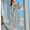 Arrival Summer Retro Peter Pan Collar Flower Print Short Sleeve Women Chiffon A-line Dress Vestidos Female 210518