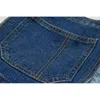 [Eam] Loose Fit Women Blue Denim Wide Leg Jumpsuit High Waist Pocket Stitch Pants Fashion Spring Höst 1DD7861 210512