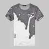 Mens verão tshirts moda manga curta tees tripulação pescoço tops homens gypsophila derramando leite impressão de leite pulôver