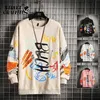 Men Casual Hoodie Sweatshirt Vintage Painted Style Hip Hop Creativity Autumn Streetwear Fashion Crewneck Cotton Men Hoodies 211023