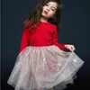 Wholesale Spring Autumn Girl Princess Dress Sequins Glitter Star Long Sleeve Year Children Clothing 2-8T SK001 210610
