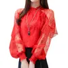 Ruffles Lace Blouse Autumn Elegant Casual Printed Women Tops Fashion Blusas Femininas Elegante Boho Chiffon Shirts 209i7 210420