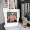 Retro litterära damer kanfas tote bag kvinnor casual shoppingkassar återanvändbar hand ulzzang hajuku shopper högsta kvalitet