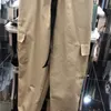 Kvinnor Streetwear Cargo Palazzo Byxor Kvinnor Svart Vit Khaki Army Green Hip Hop Byxor för kvinnor Lösa sweatpants med bälte Q0801