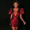 Ocstrade Red Party Dress Arrival Sexy Bodycon Women Summer Deep V Neck Night Club Birthday Outfits 210527