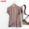 Tangada Mulheres Verão Impressão Vintage Algodão T Shirt Alta Qualidade Tees Ladies Casuais Tshirt Top Street Wear Top 6D36 210609
