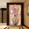 Tapeten Benutzerdefinierte 3D-Wandbild Vase Phalaenopsi Vintage Marmor Textur Geprägte Veranda Korridor TV Hintergrund Selbstklebende Tapete Wasserdicht