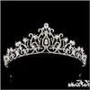 Klipp Barrettes Drop Delivery 2021 Rose Gold Sier Color Tiaras Crowns Zircon Zirconia Diadem Princess Queen Pannband Bröllopshårtillbehör