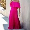 Casual Dresses Fashion Lady Pleated Long Party Dress Spring Summer Sexy Strapless Maxi Elegant Ruffle Off Shoulder Women Chiffon