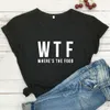 Wtf drôle t-shirt femmes harajuku manche courte t-shirt coton noir camiseta mujer décontracté