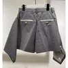 Summer Fashion Temperament Casual Elegant Gray High Waist Wide Leg Irregular All-match Pocket Shorts Women 16F1191 210510