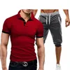 T-shirt da uomo 2021 Summer 2PC Set Men EUR/US Taglia T-shirt a maniche corte T-shirt a due pezzi + Pantaloncini Abbigliamento sportivo Set da uomo Tuta da uomo