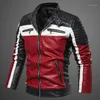 veste en cuir motard hommes rouge