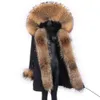 Съемный бренд длинная водонепроницаемая парка Parka зимняя куртка женская реальная шуба натуральный енотный меховой меховой меховой одеяю 210910