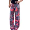 Women's Summer Floral Pants Casual High Waist Flare Wide Leg Long Trousers Joggers for Ladies Q0801