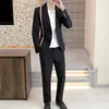 Мужские костюмы Blazers Весна и осенний костюм Мужчины Slim Красивые два набор платья невесты мужчина британская деловая одежда M-3XL