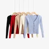 Vinter Elegant Beading Pearl Stickad Sweater Kvinnor Casual Långärmad Cardigan Lady Slim Chic Jumper Top 210521