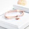 Zircon Stainless Steel Bracelet Rose-gold Butterfly Cross-border Hot-selling Women's Titanium Steel Jewelry Q0717