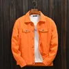 가을 겨울 남성 데님 재킷 보라색 오렌지 캐주얼 코트 패션 남자 여자 부부 부부 재킷 하이 스트리트 외곽웨어 크기 S 3xl chaqueta hombre jaquetas