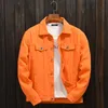 Chaqueta de mezclilla de lujo para hombre Púrpura naranja Casual Outwear Nueva moda Cuello vuelto Abrigo de vaquero de un solo pecho Pareja Hombres mujeres Tops Jean Chaquetas Tamaño M-4XL