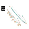 Tornozeleiras 2pcs/conjunto Bohemian Badyed for Women Foot Jeweliss Acessórios Summer Beach Sandálias descalça Sandálias Bracelete na perna Marc22