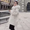 Damskie okopy płaszcze damski 2022 Zimowy futrzany kołnierz z kapturem Faux Liner Kobiety ciepłe wiatrakowe bawełniane parki
