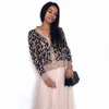 Primavera Outono Vintage Leopard Impressão Mulheres Malha Camisola V-Pescoço Botões Cardigan Cardigan Casual Feminino Senhoras Outwear C-202 210914