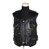 Men's Vests Fall-Sleeveless Genuine Leather Jacket Men Casual Vest With Many Pockets Brown Black Waistcoat Outdoor Windproof Motorcycle 6XL1