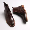 Automne et hiver luxe hommes bottines en cuir véritable mode robe de mariée bureau bout pointu à lacets chaussure adulte hommes bottes